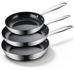 BE Living Set 3 ponev Essential Black 20-24-28 cm nerjavno jeklo