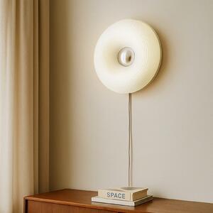 Lindby LED namizna/stenna svetilka Fjora, bela/krom, Ø 30 cm, dim., zatemnjen, Bela, Dnevna soba / jedilnica, Steklo, Dizajn