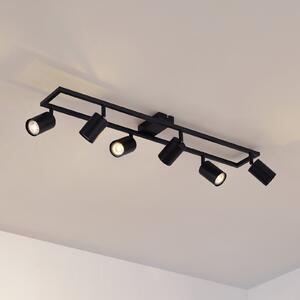 Lindby stropni reflektor Bravius, črn, 6-plamen, železo, zatemnjen, Črna, Hodnik, Kovina, Sodobni