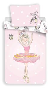 Rožnata enojna bombažna otroška posteljnina 140x200 cm Ballerina – Jerry Fabrics