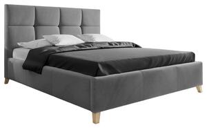 OBLAZINJENA POSTELJA 160 cm x 200 cm , tekstil temno siva