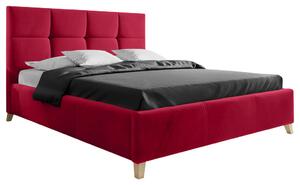 OBLAZINJENA POSTELJA 140 cm x 200 cm , tekstil rdeča