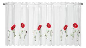 Bela prosojna zavesa 155x45 cm Poppies – Sehlbach