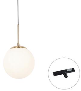 Art Deco viseča svetilka zlata z opalnim steklom vklj. črni enofazni adapter za tirnico - Slimline Flore