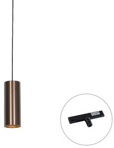 Dizajnerska viseča svetilka temna bronasta vklj. 1-fazni adapter za tirnico - Slimline Tubo