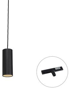 Dizajnerska viseča svetilka črna vklj. 1-fazni tirni adapter - Slimline Tubo