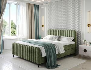 POSTELJA Z VZMETNICO 180 cm x 200 cm , les, tekstil, leseni material zelena