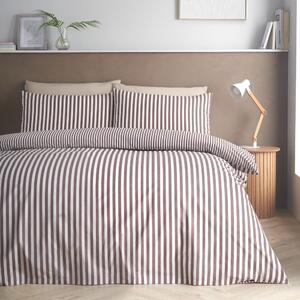Temno rjava posteljnina za zakonsko posteljo 200x200 cm Epping Textured Stripe – Catherine Lansfield