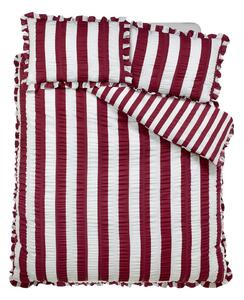 Temno vijolična posteljnina za zakonsko posteljo 200x200 cm Seersucker Frill Stripe – Catherine Lansfield