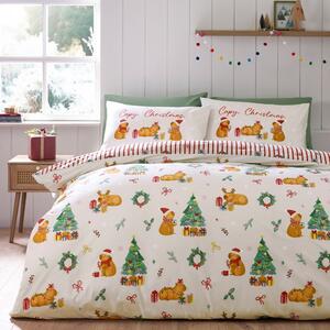 Enojna posteljnina v naravni barvi 135x200 cm Capy Christmas – Catherine Lansfield
