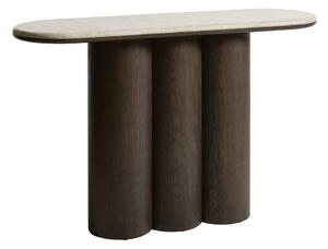 Stranska mizica z marmorno mizno ploščo v temni naravni barvi 38x120 cm Piazze – Unique Furniture