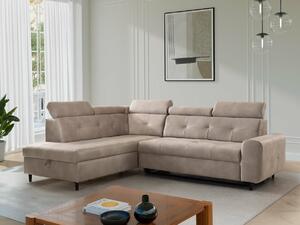 Kotna garnitura Boston 601, Funkcija spanje, Beige, Predal, 263x205x87cm, Noge: Les