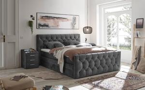 POSTELJA BOXSPRING 180 cm x 200 cm , tekstil, leseni material antracit