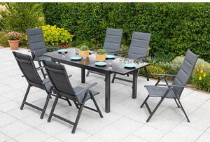 Gardenson Raztegljiva Vrtna Miza Ambia, Steklo, Aluminij, 140-200x90