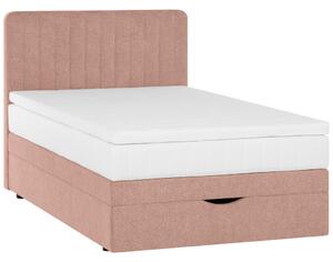 POSTELJA BOXSPRING 120 cm x 200 cm , tekstil starinsko roza