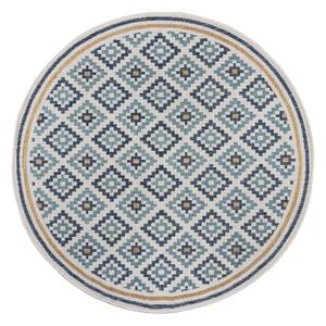 Rumeno-modra okrogla notranja in zunanja preproga ø 160 cm Zia Trellis – Flair Rugs