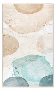 Kremno bela/turkizna pralna preproga 80x150 cm Puddle – Mila Home