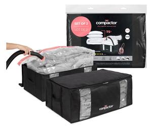 Vakuumske/ojačane tekstilne škatle za shranjevanje oblačil v kompletu 2 ks 65x45x27 cm Black Edition – Compactor