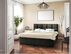 POSTELJA Z VZMETNICO 200 cm x 220 cm , les, tekstil, leseni material temno siva