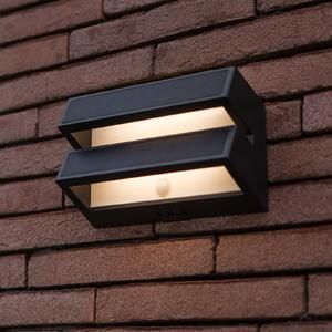 LUTEC LED-sončna zunanja stenska svetilka BARLO, temno siva, 21 cm, senzor, IP54, Siva, Plastika, Sodobni