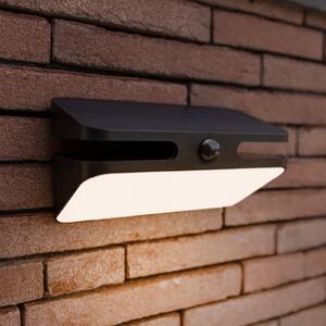 LUTEC LED-sončna zunanja stenska svetilka AERO, črna, 21 cm, senzor, IP54, Črna, Aluminij, Sodobni