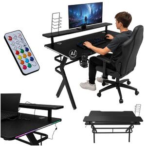 Gaming pisalna miza z RGB LED osvetlitvijo 120 x 60 cm - črna - Rojstni dan - Najstniki