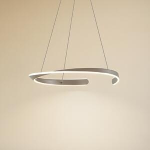 Lucande LED viseča svetilka Eloura, srebrna, Ø58cm, kovina, CCT, Kovinska, Dnevna soba / jedilnica, Kovina, Sodobni