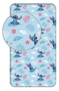 Modra napenjalna enojna bombažna otroška rjuha 90x200 cm Lilo & Stitch "Blue" – Jerry Fabrics