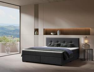 POSTELJA BOXSPRING 160 cm x 200 cm , les, tekstil, karton antracit