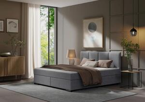 POSTELJA BOXSPRING 160 cm x 200 cm , les, tekstil, karton svetlo siva