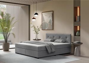 POSTELJA BOXSPRING 180 cm x 200 cm , les, tekstil, karton svetlo siva