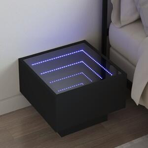 VidaXL Nočna mizica z neskončnimi LED črna 40x40x30 cm