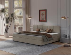 POSTELJA BOXSPRING 200 cm x 240 cm , les, tekstil, karton bež