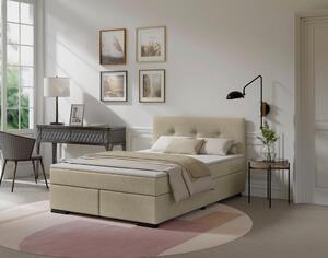 POSTELJA BOXSPRING 120 cm x 200 cm , les, tekstil, karton bež