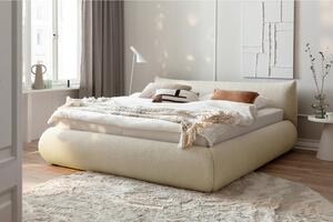 OBLAZINJENA POSTELJA 180 cm x 200 cm , les, tekstil, leseni material bež