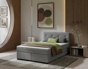 POSTELJA BOXSPRING 140 cm x 200 cm , les, tekstil, karton svetlo siva