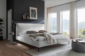 OBLAZINJENA POSTELJA 180 cm x 200 cm , tekstil, leseni material svetlo siva