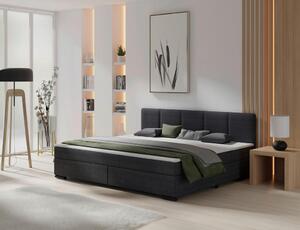 POSTELJA BOXSPRING 240 cm x 200 cm , les, tekstil, karton antracit