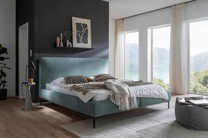 OBLAZINJENA POSTELJA 180 cm x 200 cm , tekstil, leseni material barve petroleja