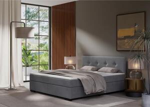POSTELJA BOXSPRING 160 cm x 200 cm , les, tekstil, karton svetlo siva