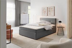 POSTELJA Z VZMETNICO 120 cm x 200 cm , les, leseni material, tekstil siva