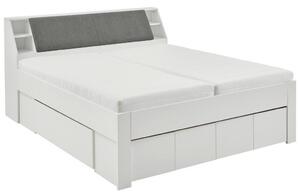 POSTELJA 180 cm x 200 cm , tekstil, leseni material siva, bela