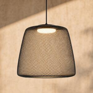 Lucande LED-visoka svetilka Korvyn, črna, Ø 50 cm, stopnjevalno zatemnjevanje, zatemnjen, Črna, Kovina, Dizajn