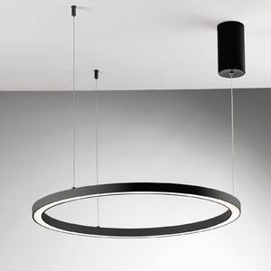 Luce Ambiente Design LED-visoka svetilka Hoop, črna, Ø 80 cm, kovina, CCT, Črna, Dnevna soba / jedilnica, Aluminij, Sodobni