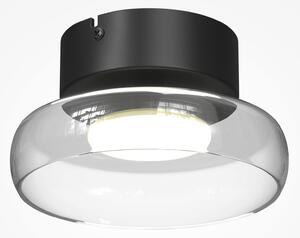 Maytoni LED-stropna svetilka FLOAT, prosojna/črna, premer 20 cm, steklo/kovina, zatemnjen, Prozorna, Dnevna soba / jedilnica, Steklo, Sodobni