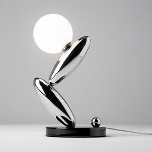 Maytoni LED namizna svetilka RESONANCE, platina/opala, 37 cm, kovina/steklo, z, zatemnjen, Kovinska, Dnevna soba / jedilnica, Kovina, Sodobni