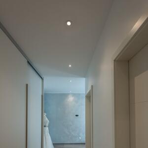SLV LED-stropni vgradni reflektor New Tria, okrogel, bel, 3.000 K, 38°, zatemnjen, Bela, Hodnik, Aluminij, Vgradne svetilke okrogle