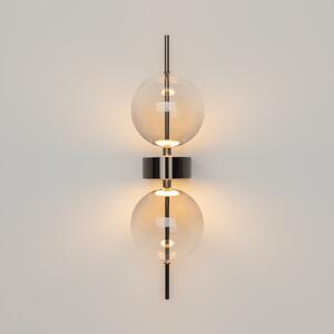 Maytoni LED-stenna svetilka DOUBLE MOON, dimno siva, višina 43 cm, steklo, zatemnjen, Siva, Dnevna soba / jedilnica, Steklo, Sodobni, Globus