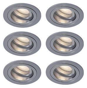 Komplet 6 modernih vgradnih reflektorjev Gunmetal nastavljiv IP44 - Chuck