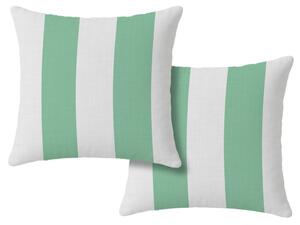 Komplet 2 dekorativnih prevlek za blazine STRIPES 45x45 cm, belo-zelena